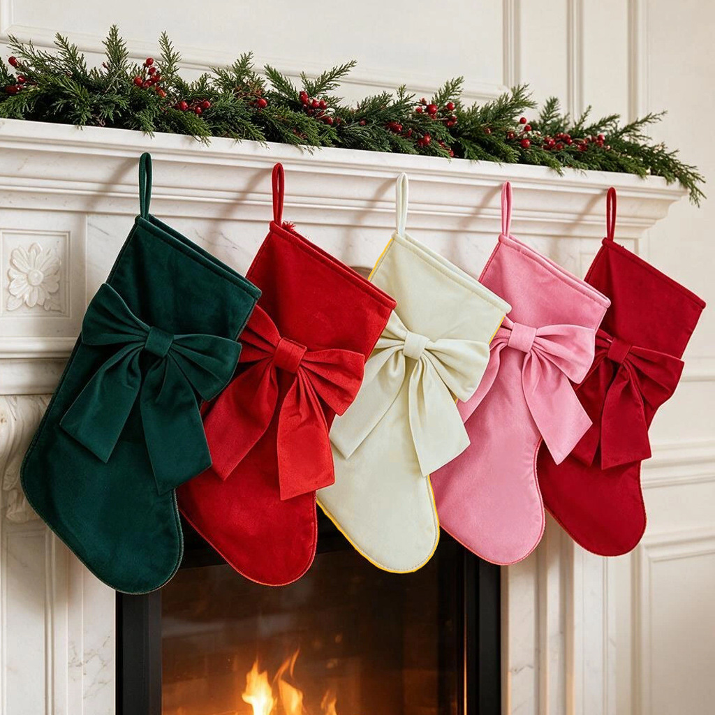 1pc Christmas Stockings, Bow G - đánh giá và giá Christmas Stocking Hanging