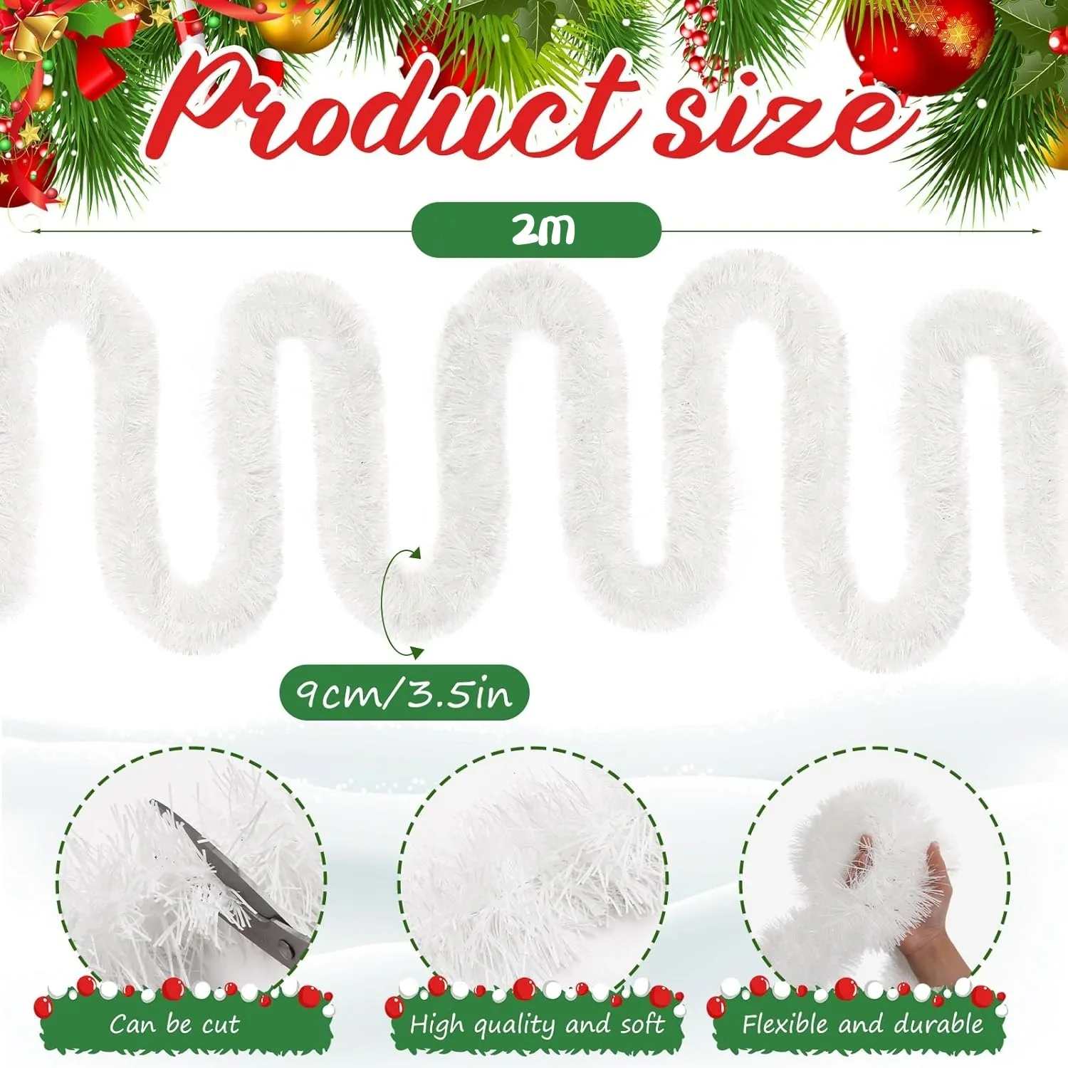 1PC 2m Christmas Tinsel Ribbon - đánh giá và giá Tinsel Garland Decoration