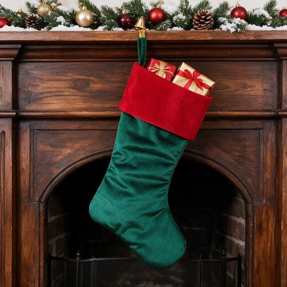 Red Green Velvet Christmas Sto - đánh giá và giá Christmas Stocking Hanging