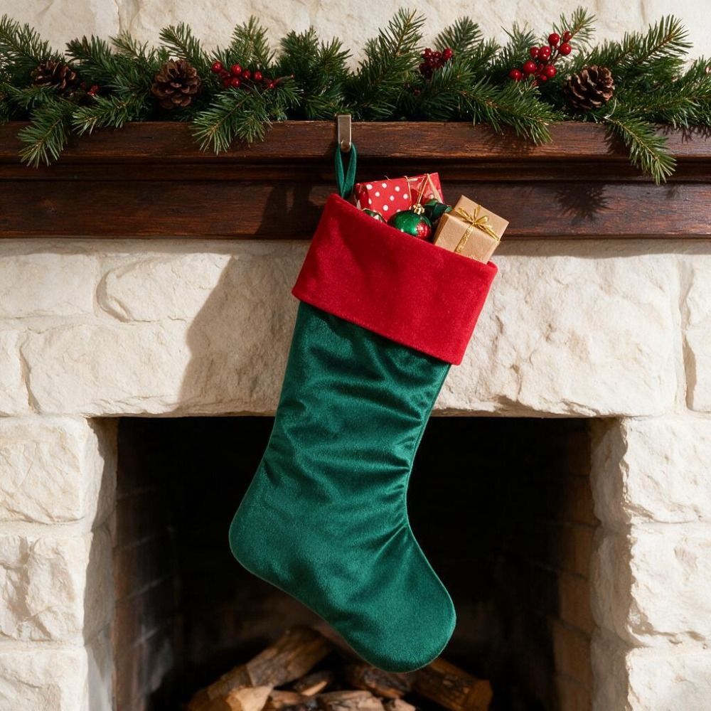Red Green Velvet Christmas Sto - đánh giá và giá Christmas Stocking Hanging