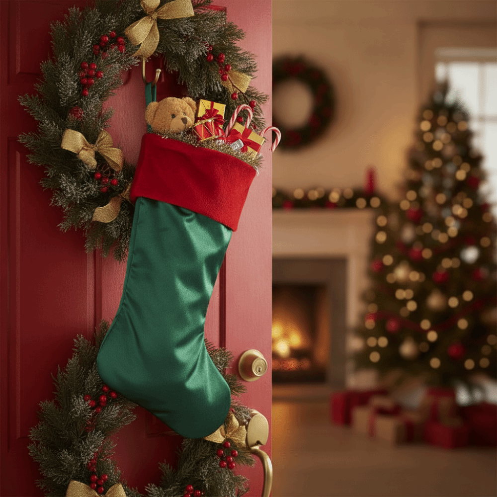 Red Green Velvet Christmas Sto - đánh giá và giá Christmas Stocking Hanging