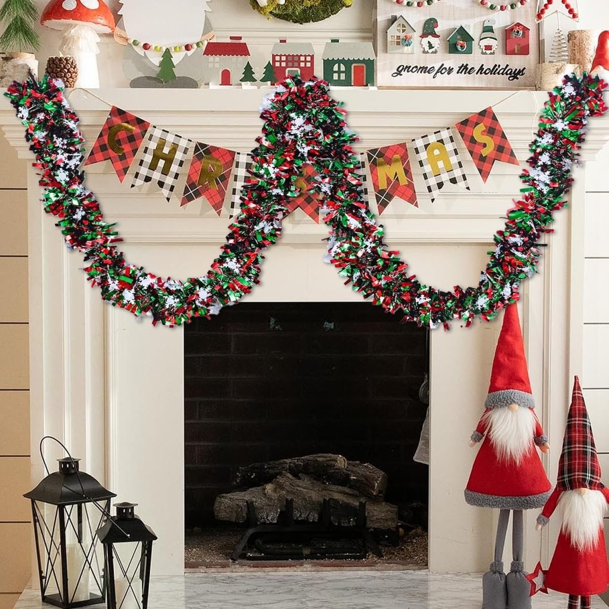 6.56 Feet Green Red Christmas  - đánh giá và giá Tinsel Garland Decoration