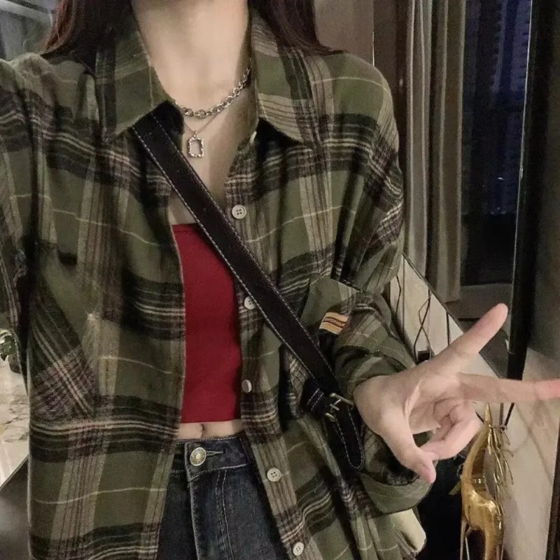Plaid Shirts Women Retro Turn- - đánh giá và giá Christmas Throw Blanket