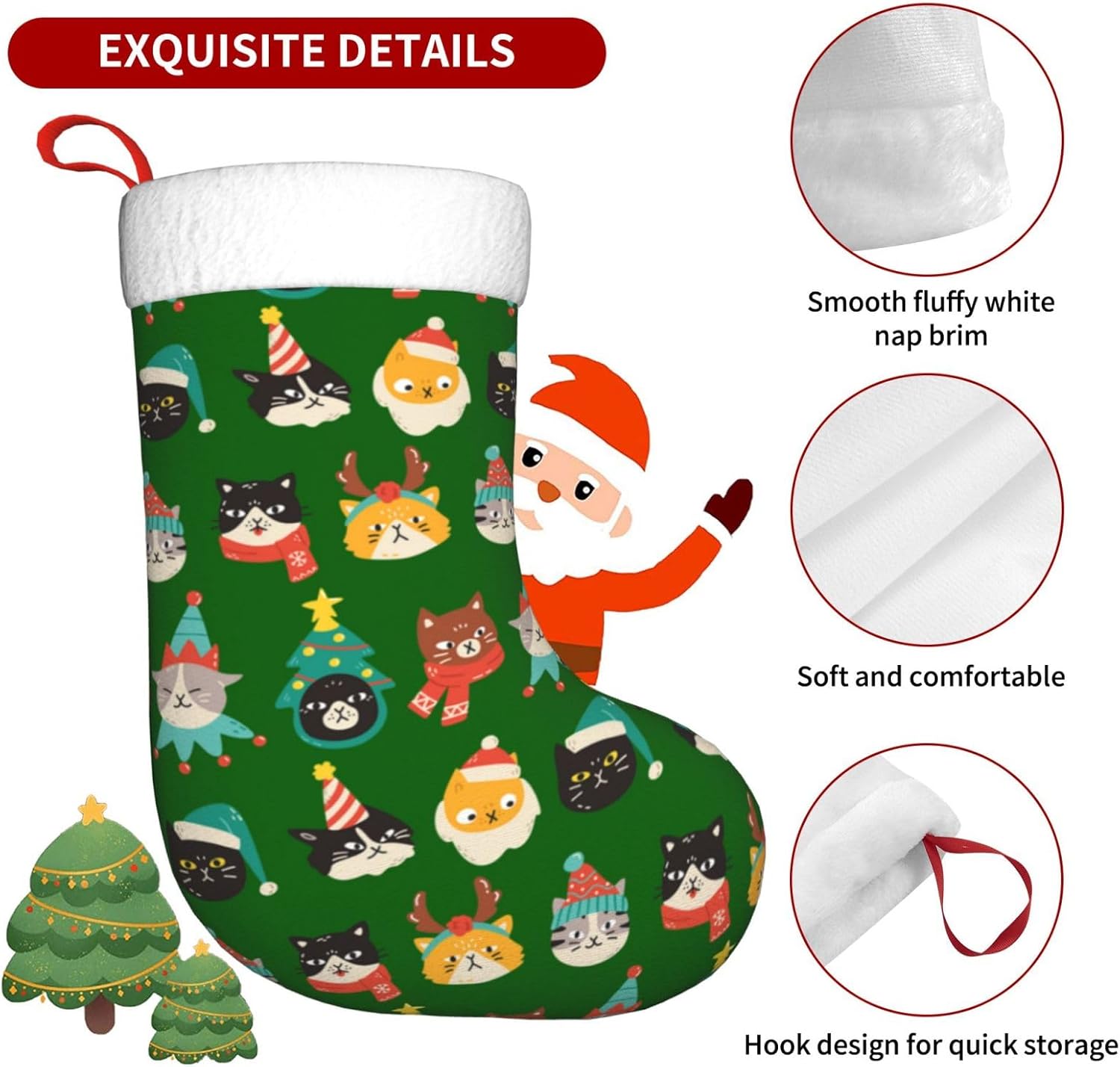 Cute Cats Green Christmas Stoc - đánh giá và giá Christmas Stocking Hanging